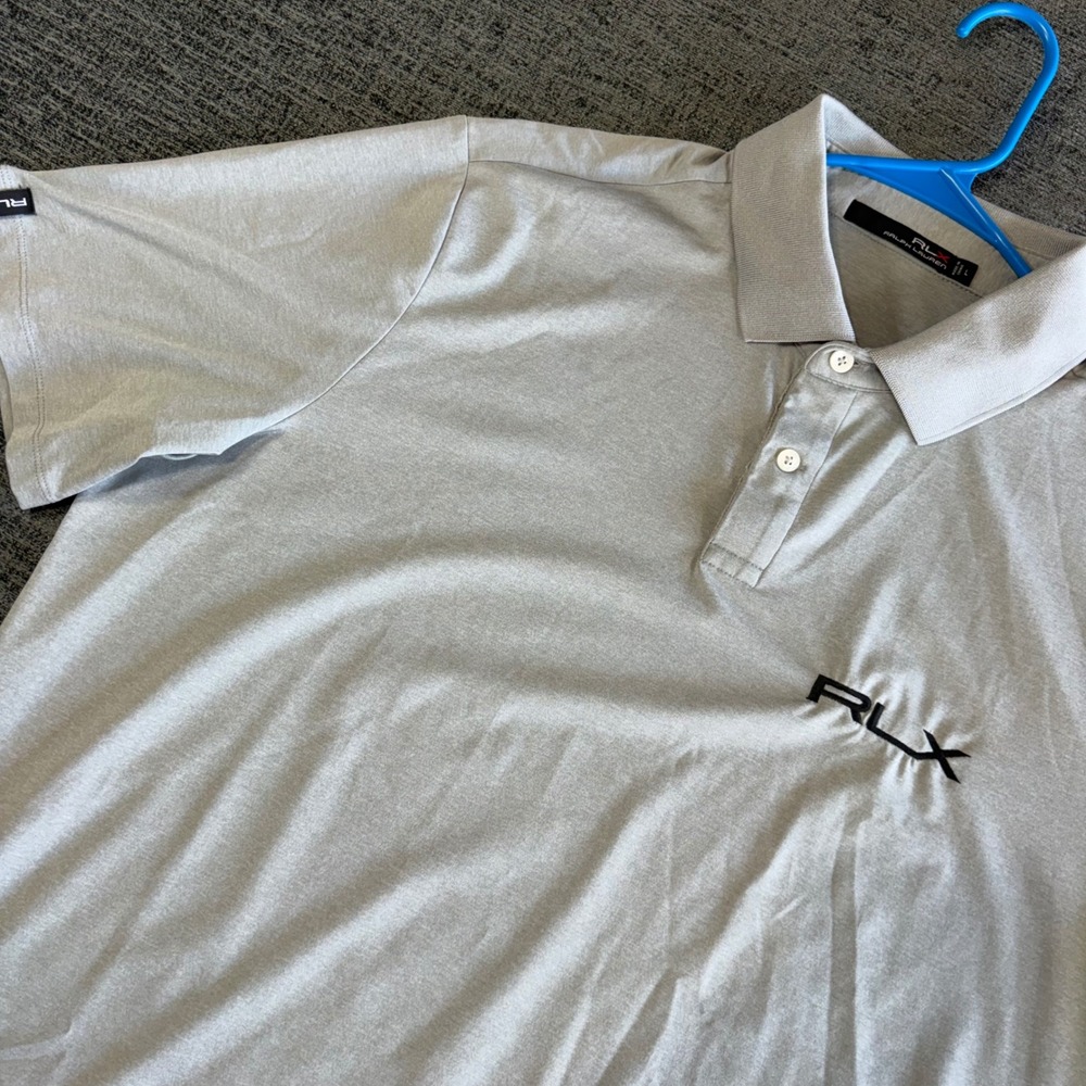 RLX Ralph‎ Lauren Polo Shirt Size L Gray Performance Golf Short Sleeve Stretch